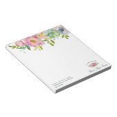 Chic Mint en Blush Pink Floral Business Notitieblok (Schuin)