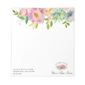 Chic Mint en Blush Pink Floral Business Notitieblok (Voorkant)