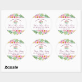 Chic Mint en Blush Pink Floral Business Ronde Sticker (Vel)