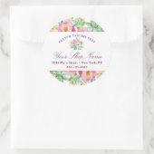Chic Mint en Blush Pink Floral Business Ronde Sticker (Tas)