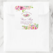 Chic Mint en Blush Pink Floral Business Vierkante Sticker (Tas)