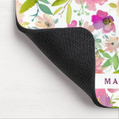 Chic Mint en Blush Pink Floral Monogram afvlakken Muismat (Hoek)