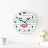 Chic Mint en White Stripes Lips and Eyelashes Grote Klok (Huis)