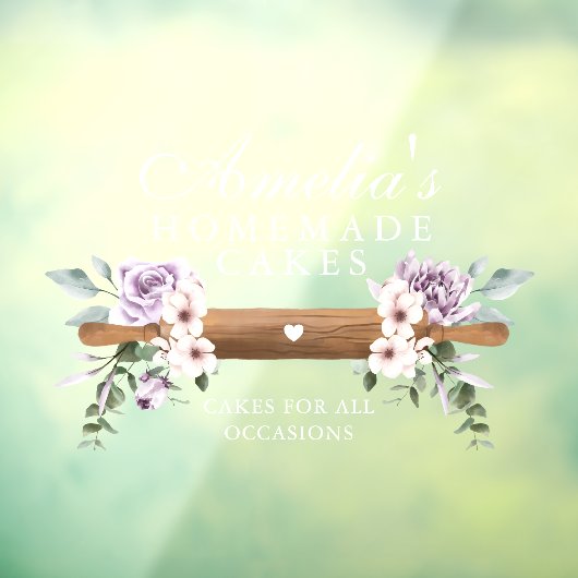 Chic Mint Floral Waterverf Bakery Rolling Pin Raamsticker (Vel 3)