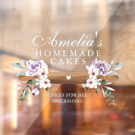 Chic Mint Floral Waterverf Bakery Rolling Pin Raamsticker (Vel 2)