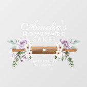 Chic Mint Floral Waterverf Bakery Rolling Pin Raamsticker (Vel)