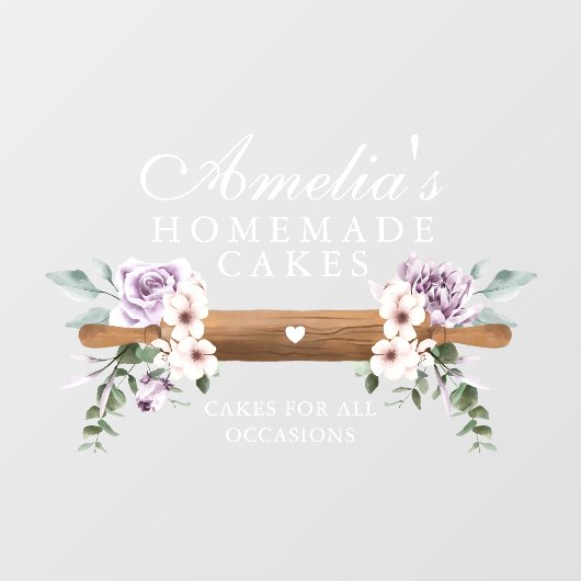 Chic Mint Floral Waterverf Bakery Rolling Pin Raamsticker (Vel)