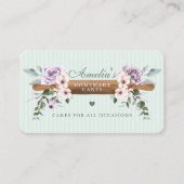 Chic Mint Floral Waterverf Bakery Rolling Pin Visitekaartje (Voorkant)