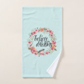 Chic Mint Geloof In Je Dromen Vogel Roze Bloemen Bad Handdoek (Handdoek)