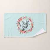 Chic Mint Geloof In Je Dromen Vogel Roze Bloemen Bad Handdoek (Handdoek)