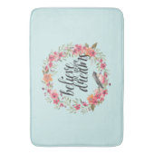 Chic Mint Geloof In Je Dromen Vogel Roze Bloemen Badmat (Voorkant Verticaal)