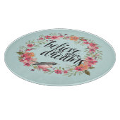 Chic Mint Geloof In Je Dromen Vogel Roze Bloemen Snijplank (Hoek)