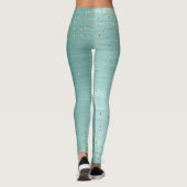 Chic Mint Glam Gold Sparkle Confetti Gepersonalise Leggings (Achterkant)