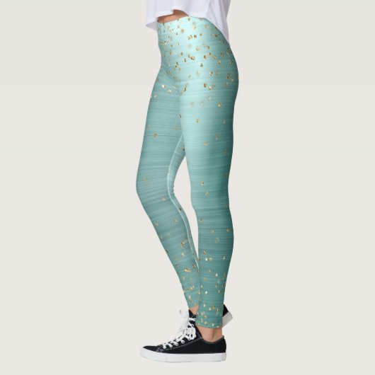 Chic Mint Glam Gold Sparkle Confetti Gepersonalise Leggings (Links)