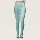 Chic Mint Glam Gold Sparkle Confetti Gepersonalise Leggings (Voorkant)