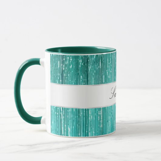 Chic Mint Glam Tinsel Stripes Mok (Links)