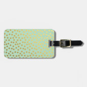 Chic Mint Gold Confetti Dots Bagagelabel (Voorkant horizontaal)