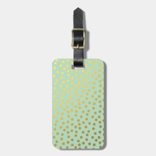 Chic Mint Gold Confetti Dots Bagagelabel (Voorkant verticaal)