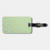 Chic Mint Gold Confetti Dots Bagagelabel (Achterkant horizontaal)