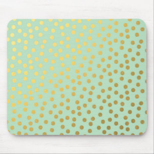 Chic Mint Gold Confetti Dots Muismat