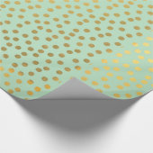 Chic Mint Gold Confetti Stippen Verjaardag Cadeaupapier (Hoek)