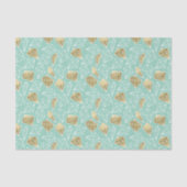 Chic Mint Gouden Diamanten Verjaardag Tissuepapier (Voorkant)