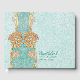 Chic Mint Green and Gold Wedding Guest Book Gastenboek