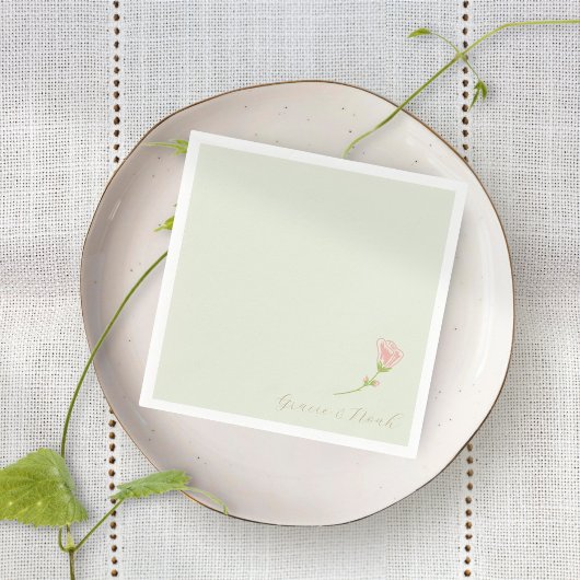 Chic Mint Green & Blush Roos | witte servetten