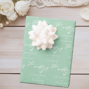 Chic Mint Green gepersonaliseerde bruiloft Inpakpapier Vel