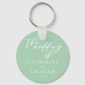 Chic Mint Green gepersonaliseerde bruiloft Sleutelhanger (Voorkant)
