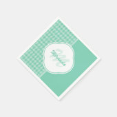 Chic Mint Green Houndstooth met monogram en naam Servet (Hoek)