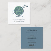 CHIC MINT GREEN NAVY GRAY KNITTING WOOL YARN BALL VIERKANTE VISITEKAARTJE (Voorkant / Achterkant)