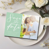 Chic Mint Green Paar Foto Spring Save The Date