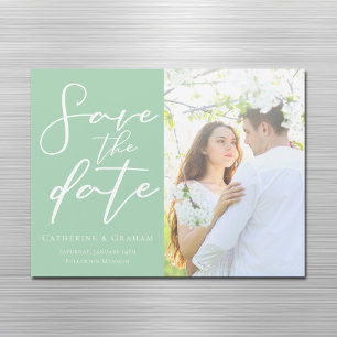 Chic Mint Green Photo Sla de datum magneet Kaart