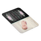 Chic Mint Green & Pink Flowers Birth Announding Magneet (Rechterzijde)