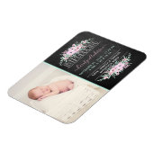 Chic Mint Green & Pink Flowers Birth Announding Magneet (Linkerzijde)