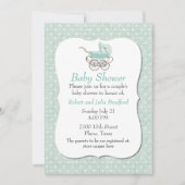 Chic Mint Green Polka Dot Baby shower Uitnodiging (Voorkant)