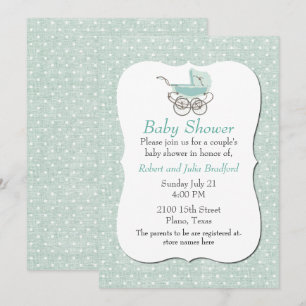 Chic Mint Green Polka Dot Baby shower Uitnodiging
