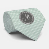CHIC MINT GREEN STRIPES EN MONOGRAM STROPDAS (Opgerold)