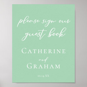 Chic Mint Green Wedding Sign Ons gastenboek Poster