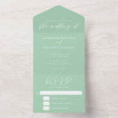 Chic Mint Green White Garden Wedding All In One Uitnodiging (Binnen)