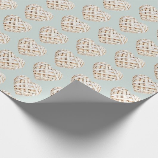 Chic Mint Green White Hearts Bows Vrijgezellenfees Cadeaupapier (Hoek)