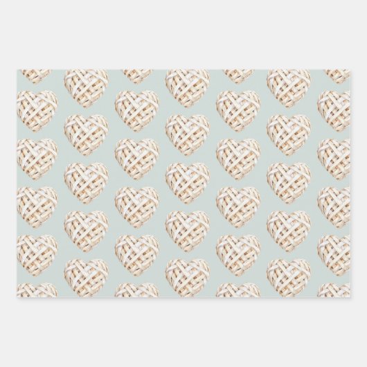 Chic Mint Green White Hearts Bows Vrijgezellenfees Inpakpapier Vel (Voorkant 3)