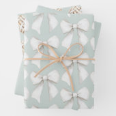 Chic Mint Green White Hearts Bows Vrijgezellenfees Inpakpapier Vel (In situ)