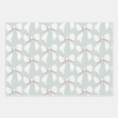 Chic Mint Green White Hearts Bows Vrijgezellenfees Inpakpapier Vel (Voorkant)