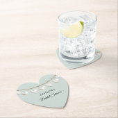 Chic Mint Green White Hearts Vrijgezellenfeest Kartonnen Onderzetters (Insitu)