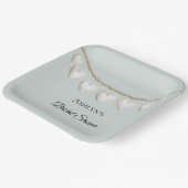 Chic Mint Green White Hearts Vrijgezellenfeest Papieren Bordje (Gebogen)