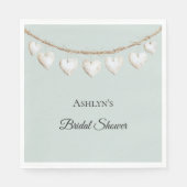 Chic Mint Green White Hearts Vrijgezellenfeest Servet (Voorkant)