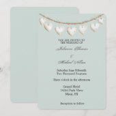 Chic Mint Green White Hearts Wedding Kaart (Voorkant / Achterkant)