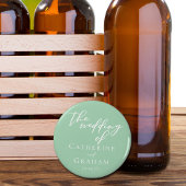 Chic Mint Green White Spring Wedding Custom Button Flesopener